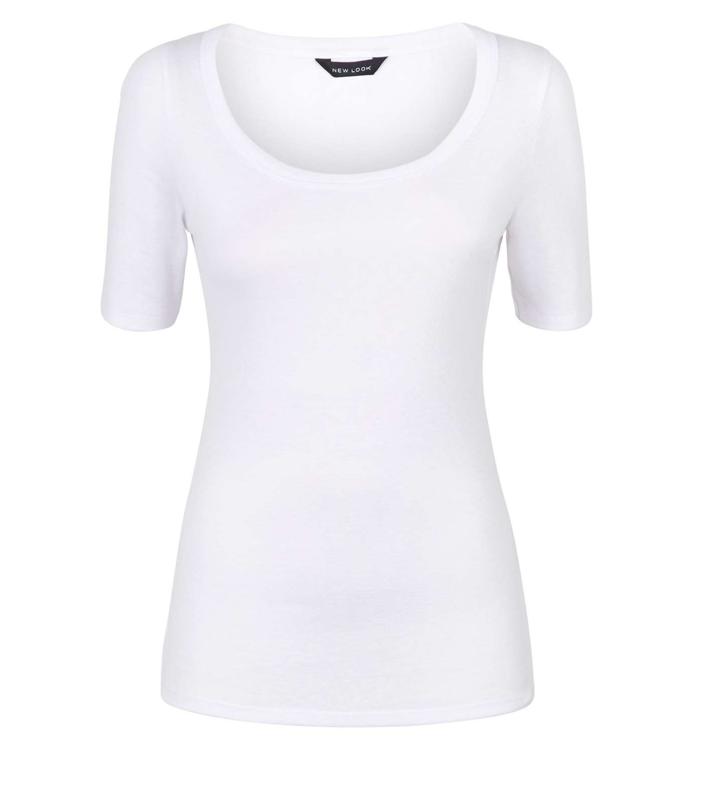 White Ribbed Scoop Neck T-Shirt Image 4