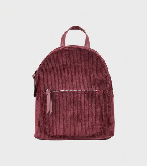 Burgundy Corduroy Mini Backpack