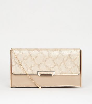 Gold Faux Snake Structured Clutch Bag New Look Vegan shop for Gold Faux Snake Structured Clutch Bag New Look Vegan at Shopo