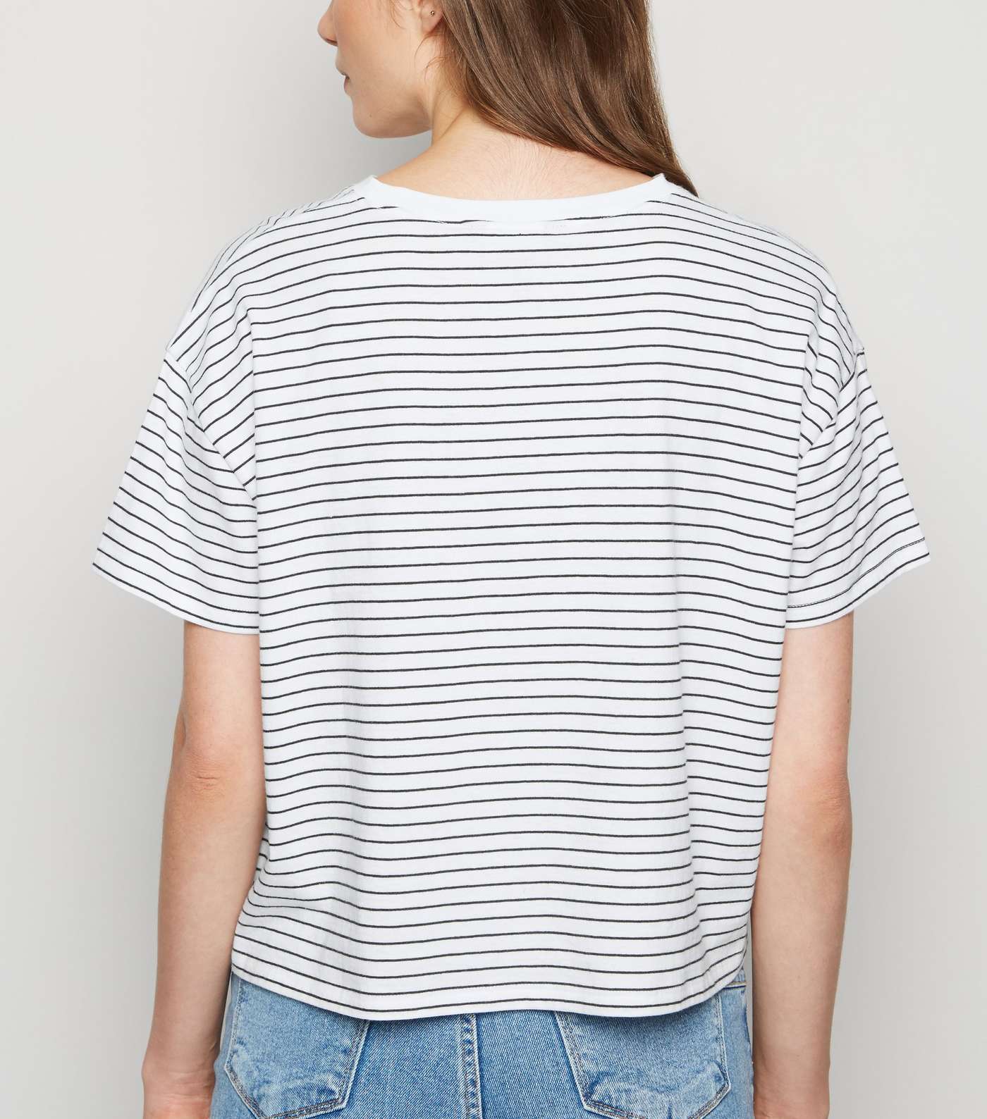 White Stripe Organic Cotton Boxy T-Shirt Image 3