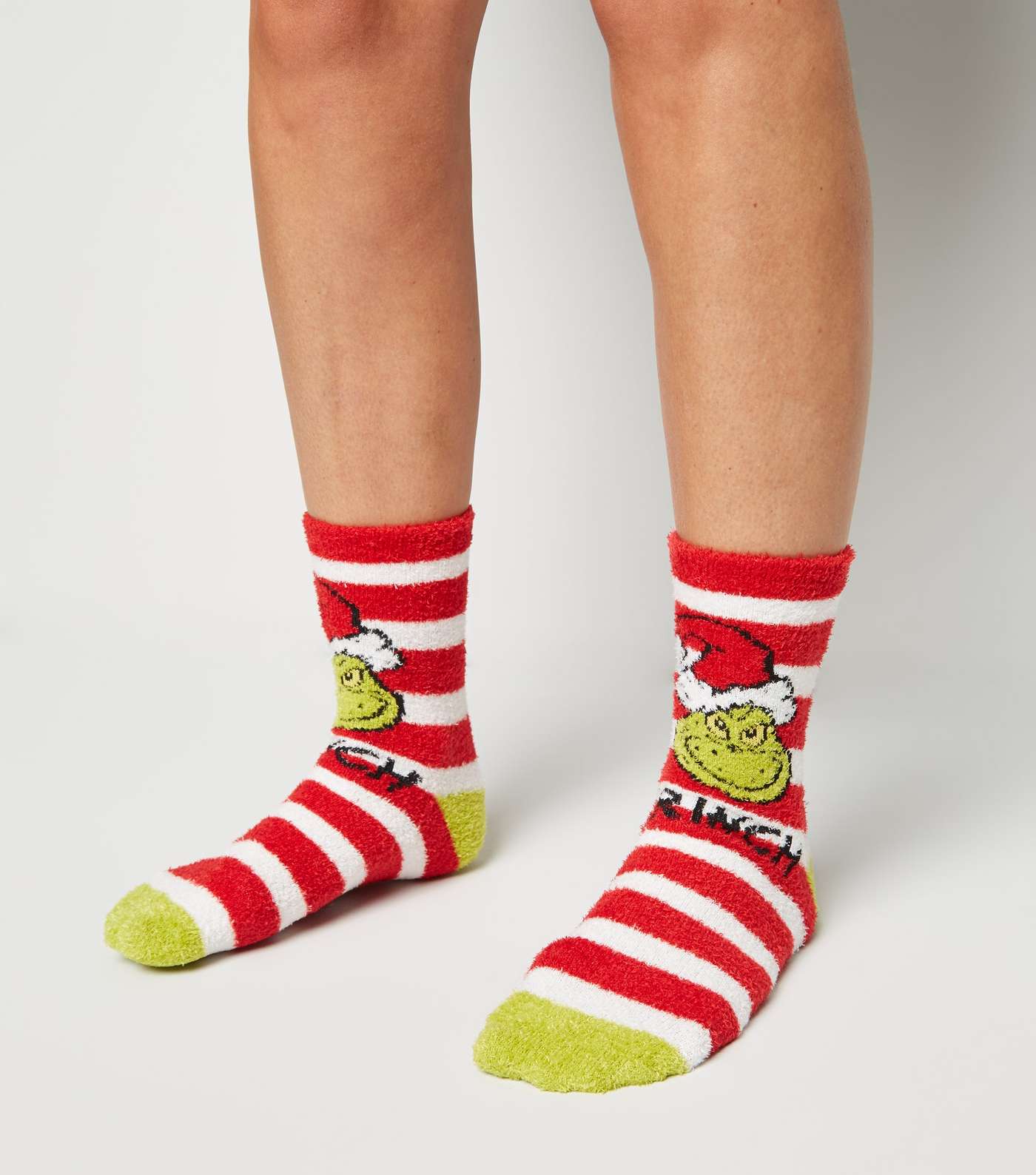 Red Stripe The Grinch Christmas Socks Image 2