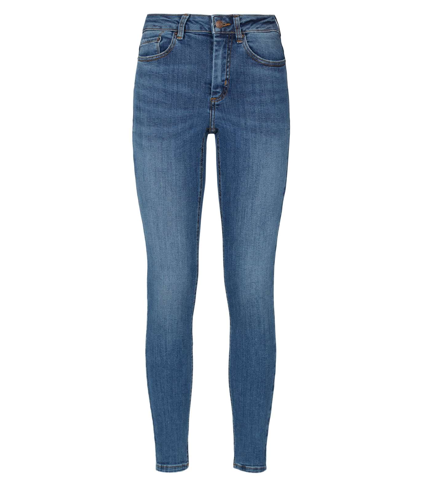 Blue Mid Rise Super Skinny Jeans Image 4