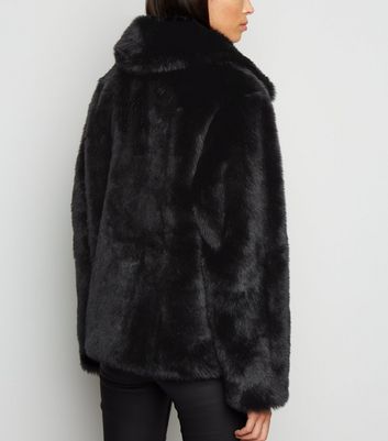 Black Faux Fur Short Coat | New Look