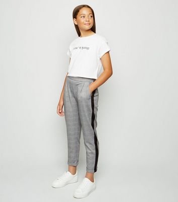 checkered side stripe trousers