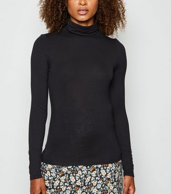 Details about   NEW Ladies Black Roll Neck Long Sleeve Top 