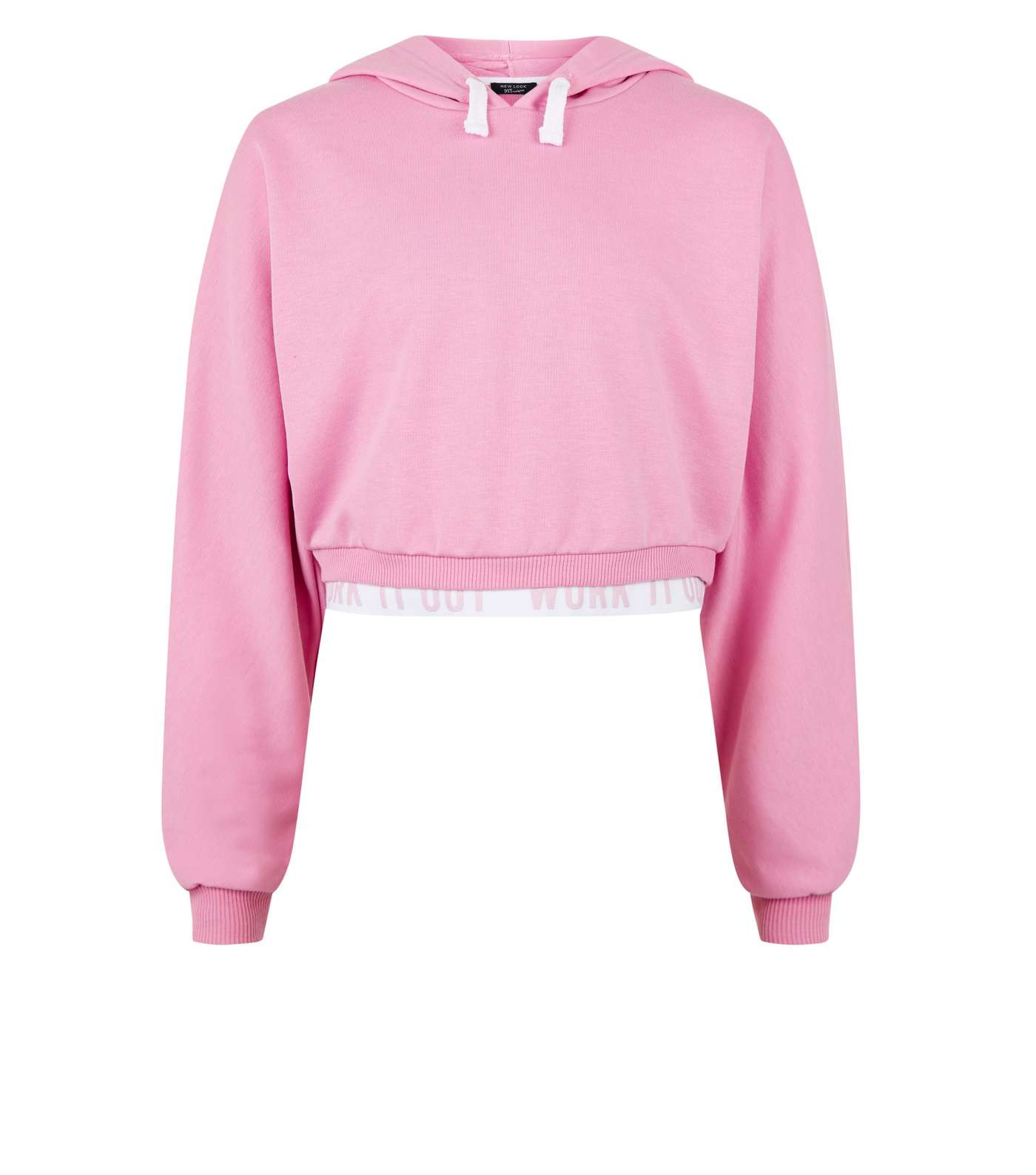 Girls Pink Work It Out Slogan Sports Hoodie Image 4