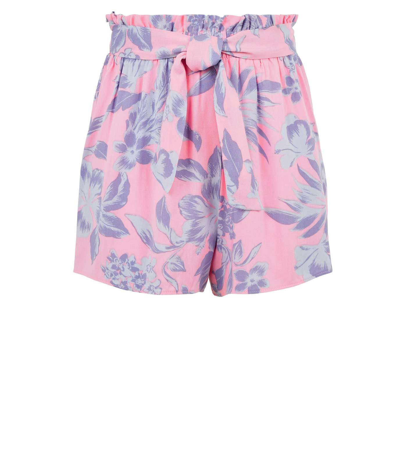 Girls Pink Floral Print High Waist Shorts Image 4