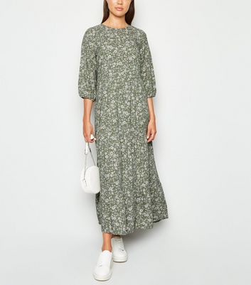 tiered midi smock dress