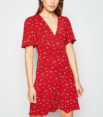 new look red tea dress