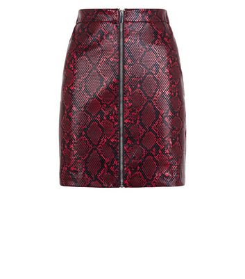 new look red leather skirt