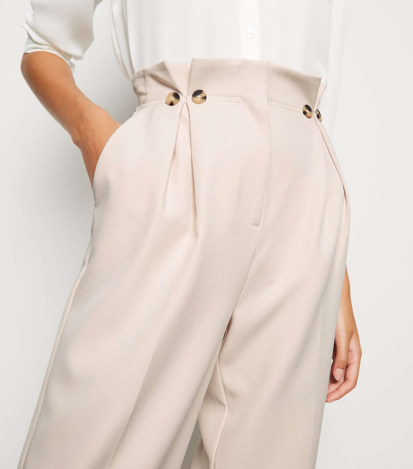 Stone Button High Waist Trousers Image 3