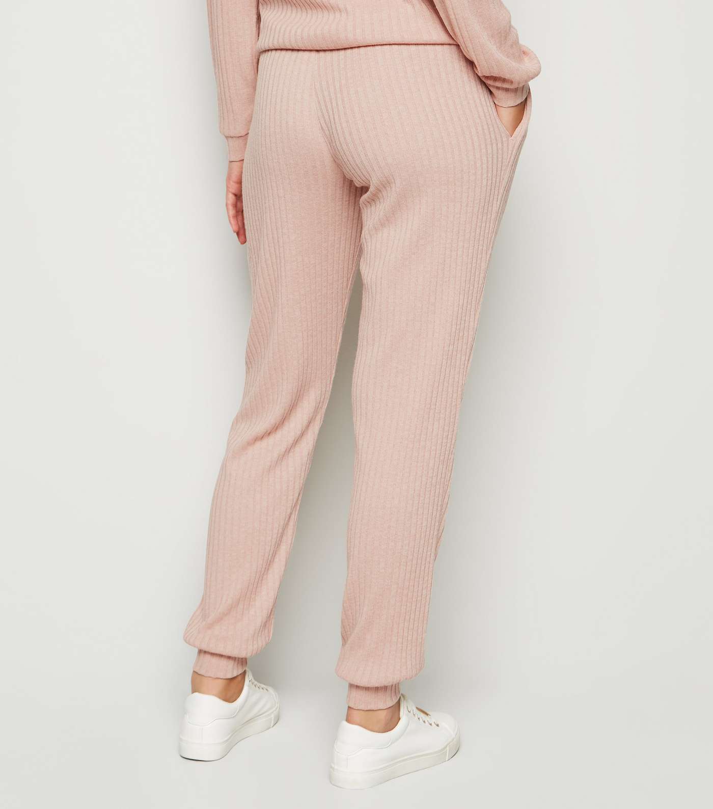 Maternity Pale Pink Ribbed Fine Knit Joggers Image 5