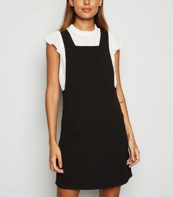 new look black pinafore dress