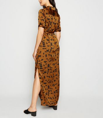 animal print maxi shirt dress