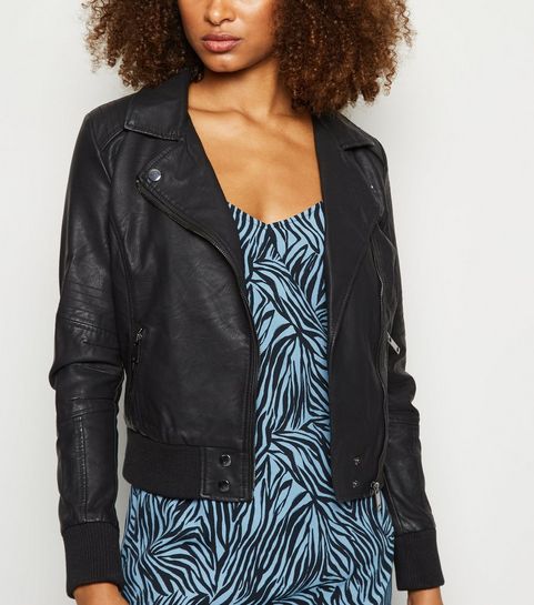Urban Bliss Black Leather-Look Biker Jacket