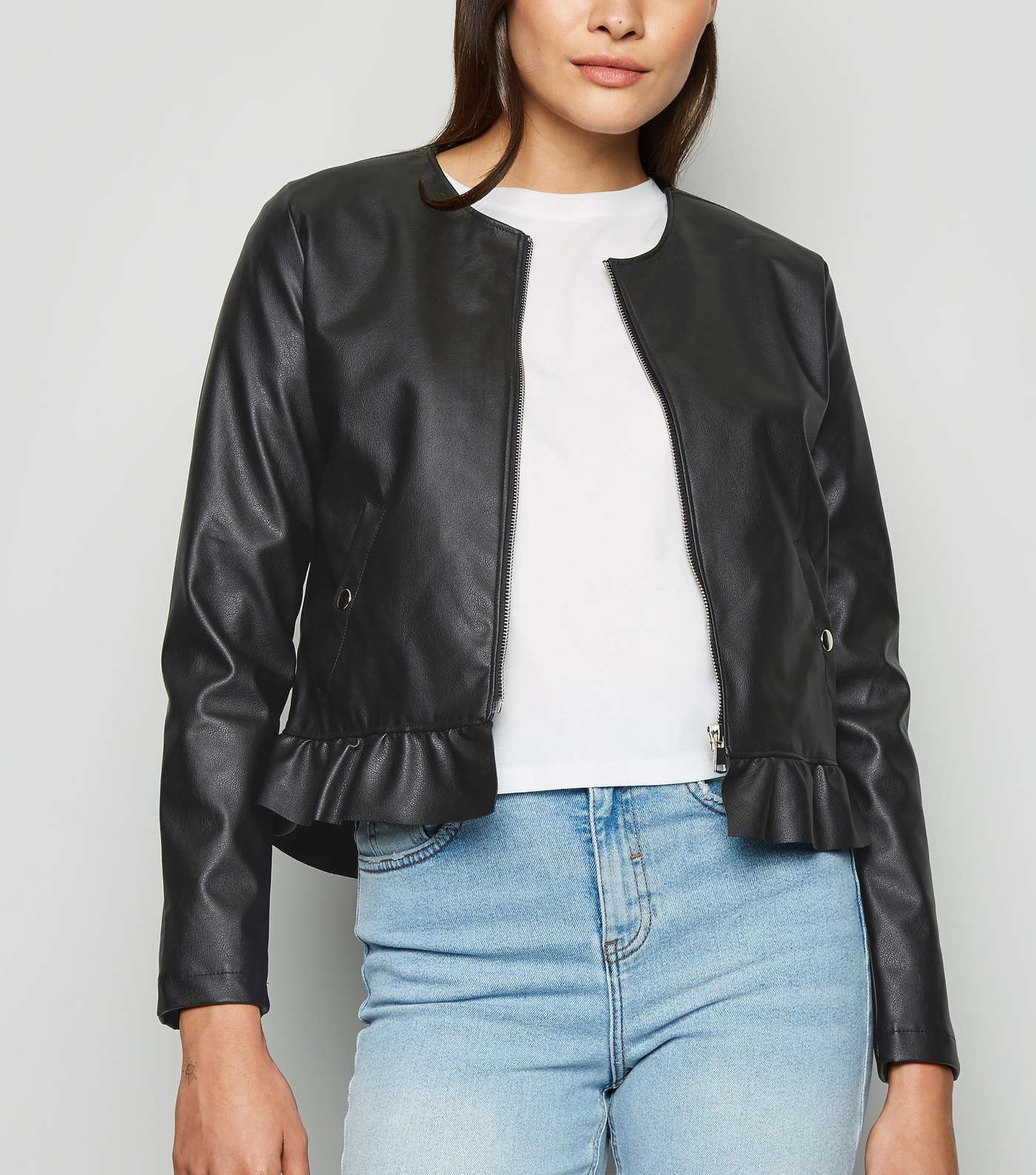 Urban Bliss Black Leather-Look Peplum Jacket