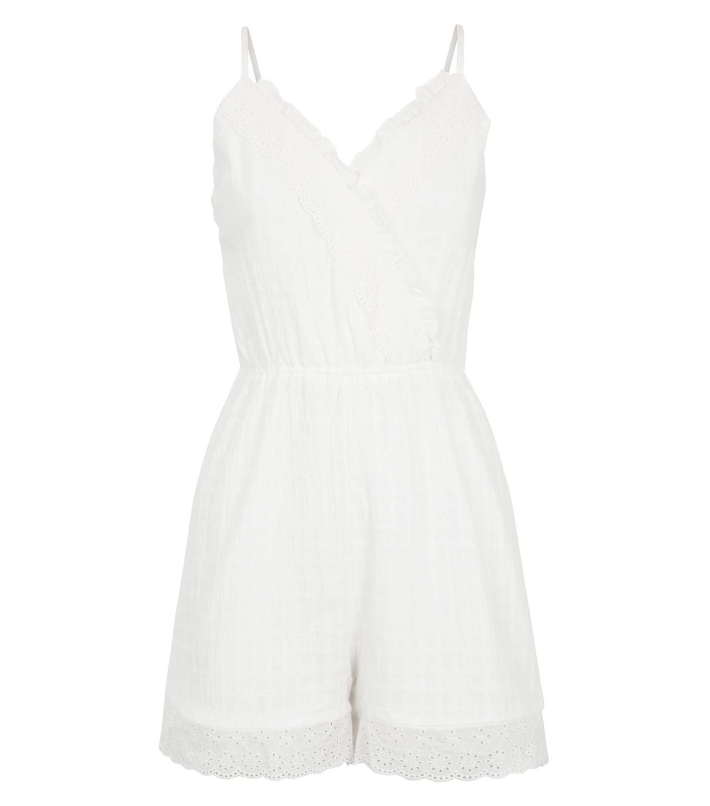 Urban Bliss White Broderie Frill Playsuit Image 4