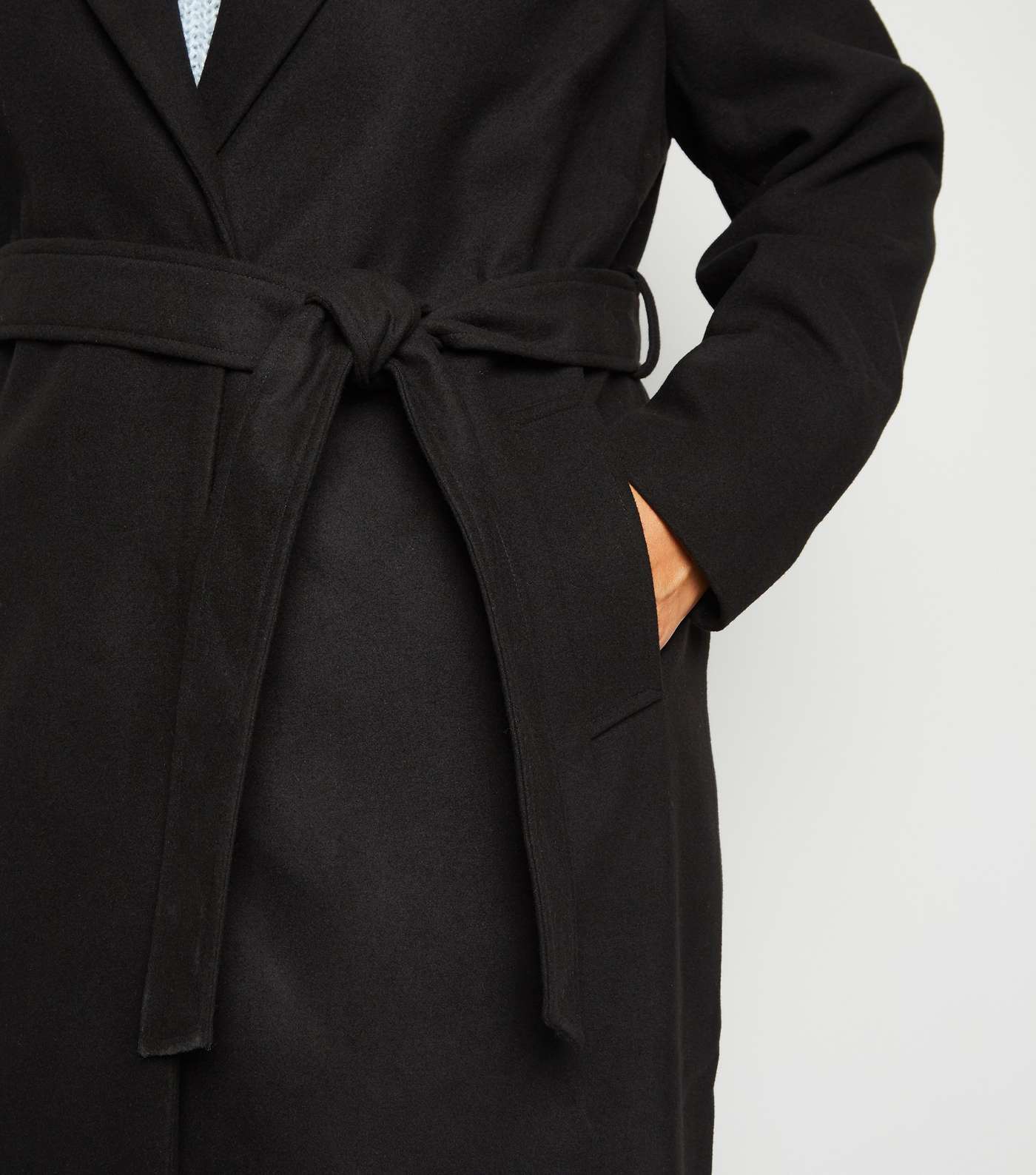 Curves Black Belted Long Coat Image 5