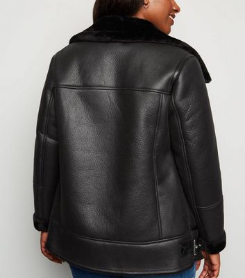 Curves Black Faux Fur Lined Aviator 