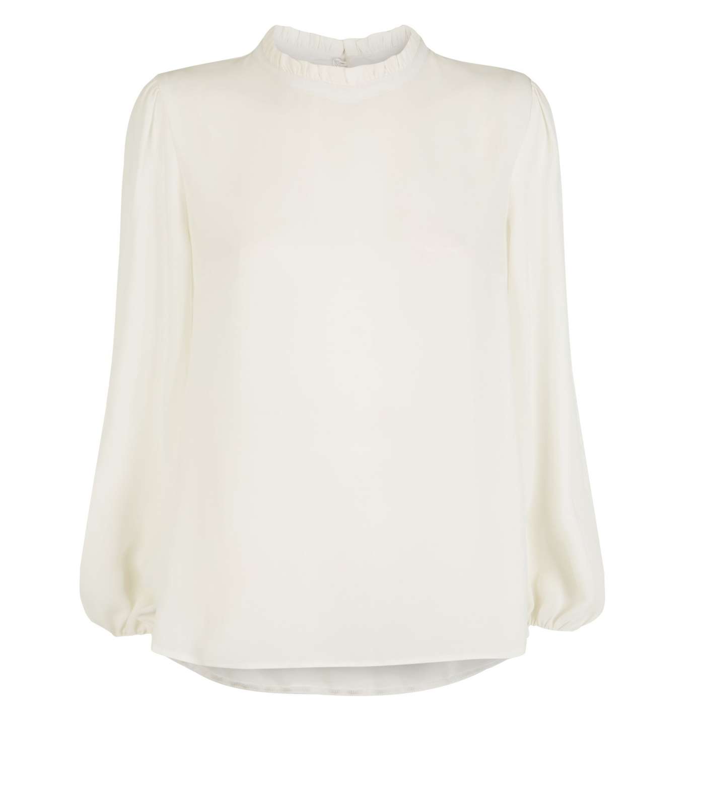 Off White Frill Trim Puff Sleeve Blouse Image 4