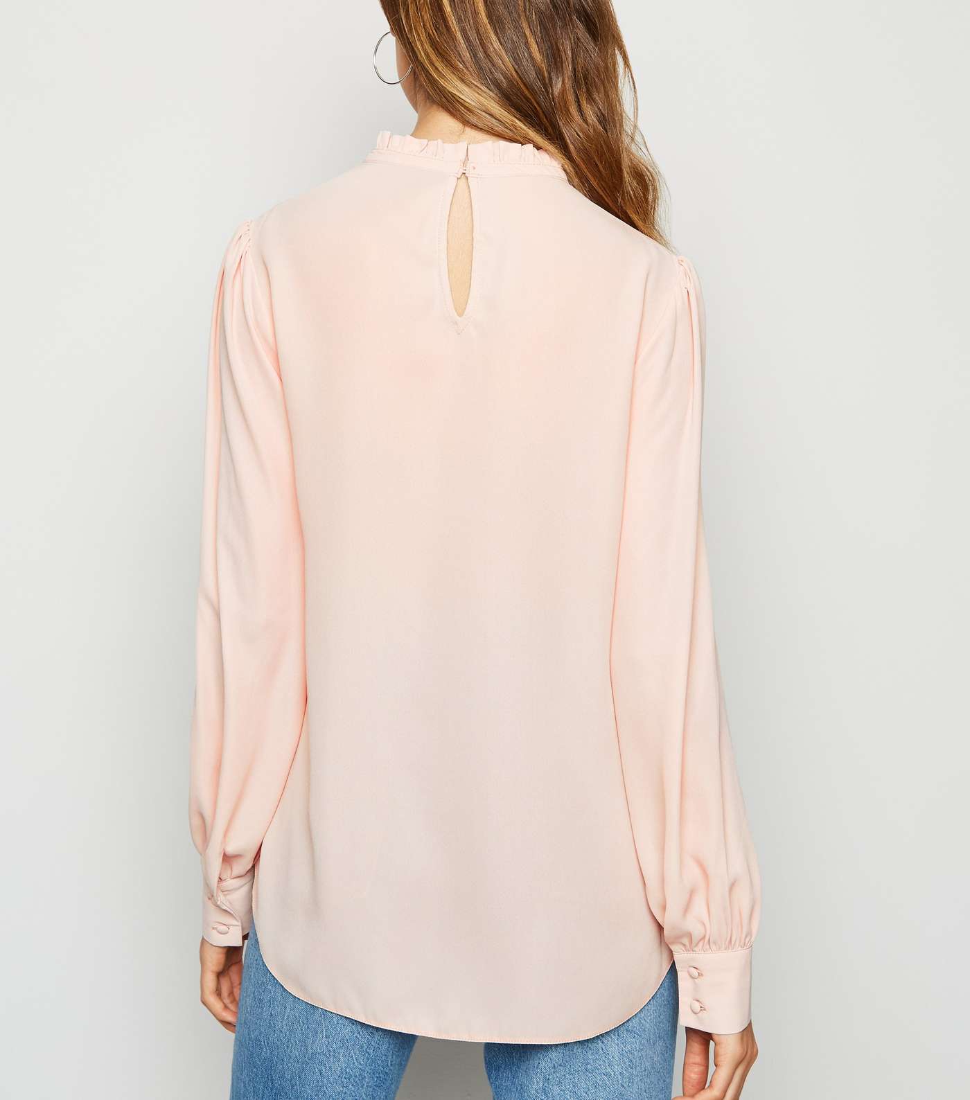 Pink Frill Trim Puff Sleeve Blouse Image 3