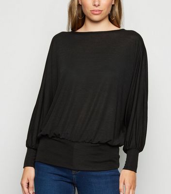 Image of Black Fine Knit Batwing Jumper New Look