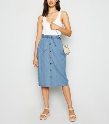 Urban Bliss Blue Button Up Midi Skirt 