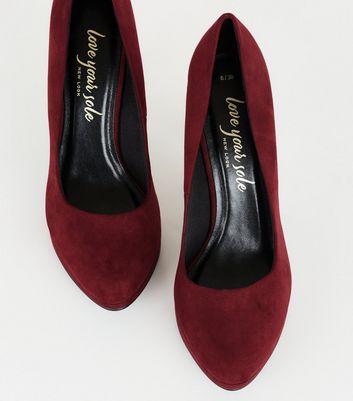 Dark Red Suedette Stiletto Court Shoes 