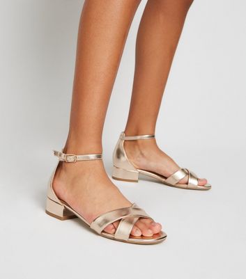 Metallic sandals hotsell low heel