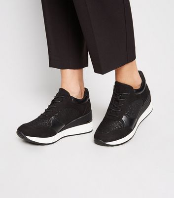 Black glitter chunky trainers Clearance