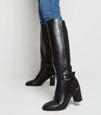 womens long black leather boots