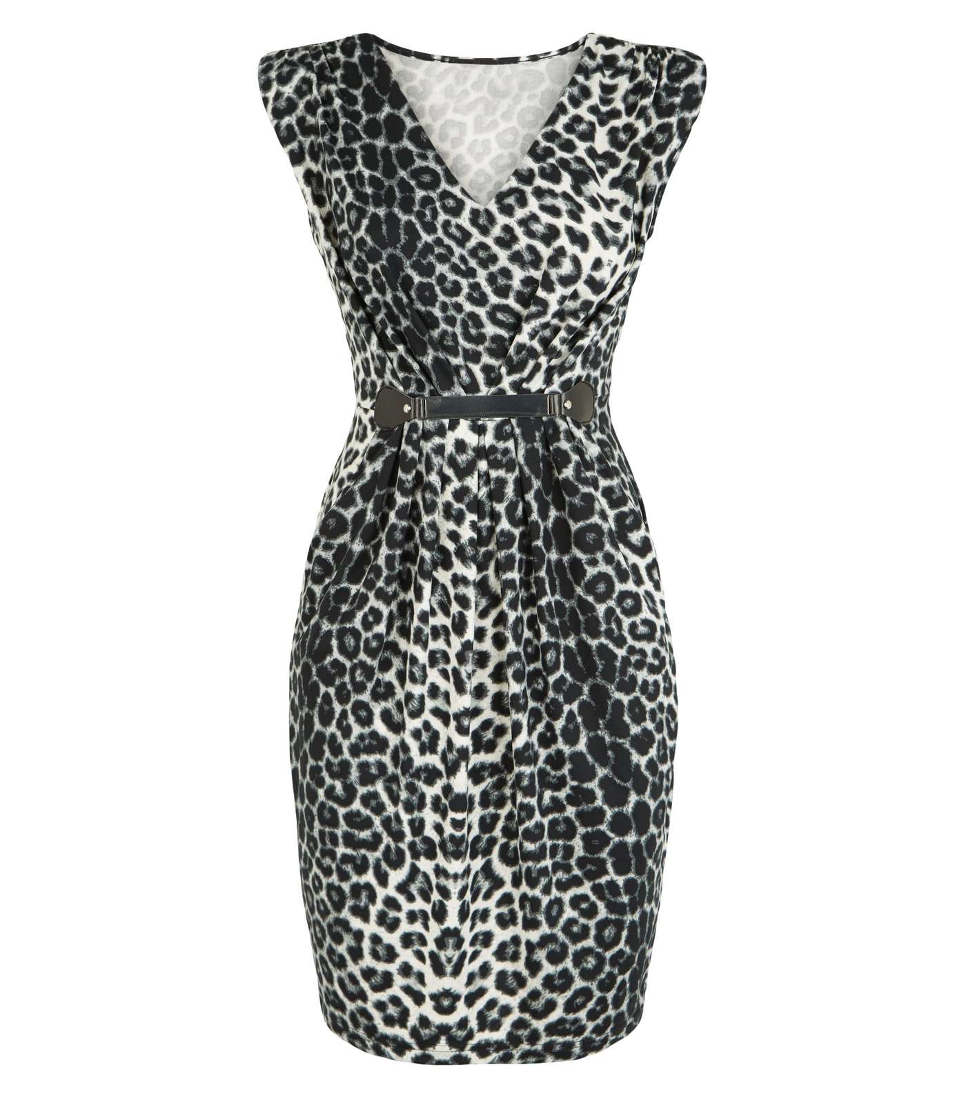Mela Black Leopard Print Belted Dress Image 4