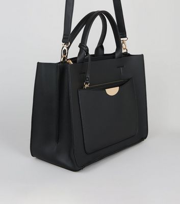 Black Leather-Look Laptop Bag | New Look