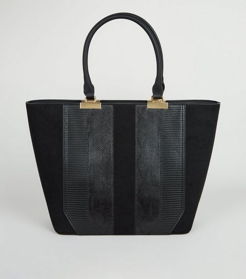 Black Front Panel Tote Bag