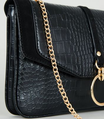 black croc clutch bag