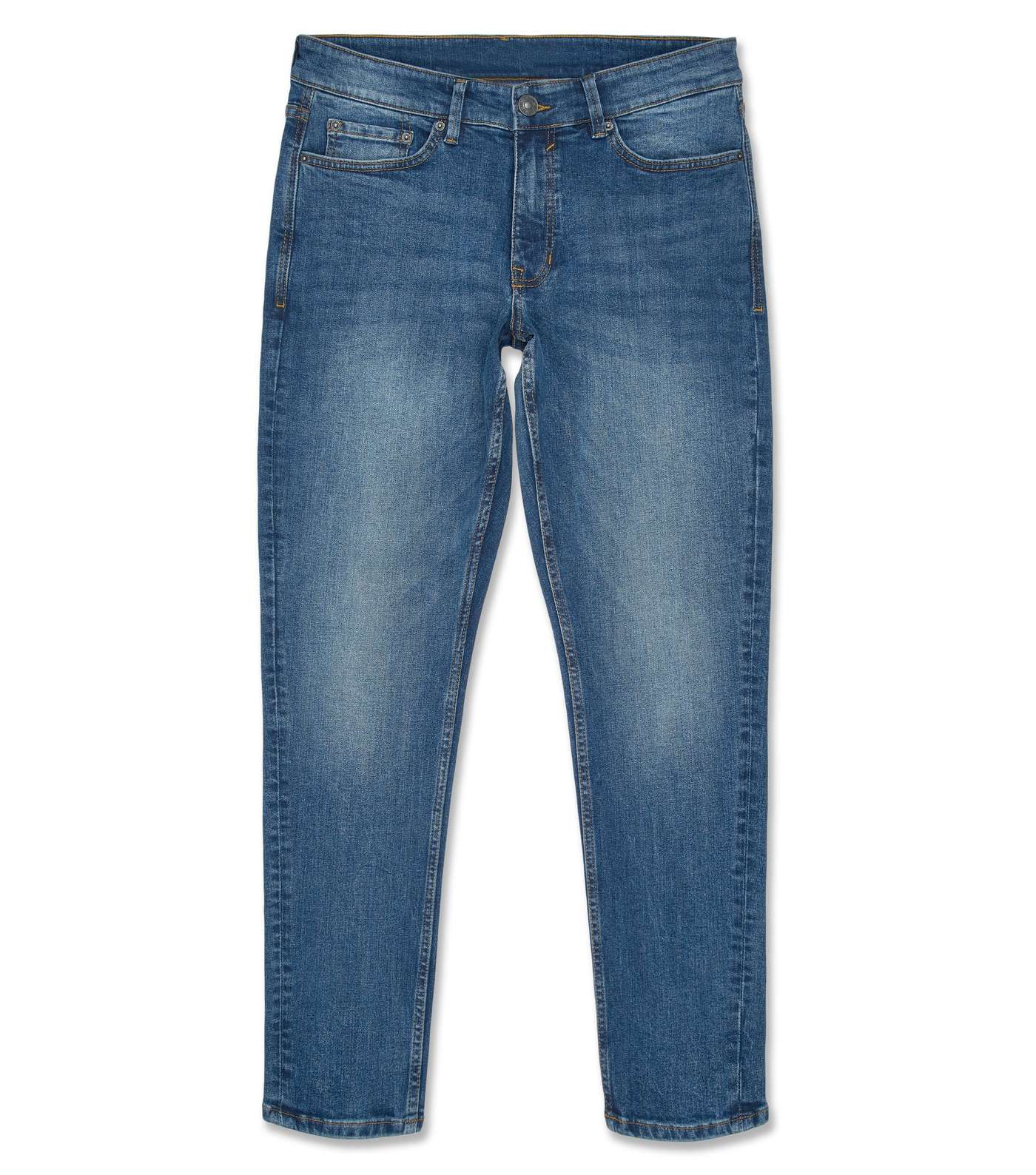 Blue Mid Wash Skinny Stretch Jeans Image 6