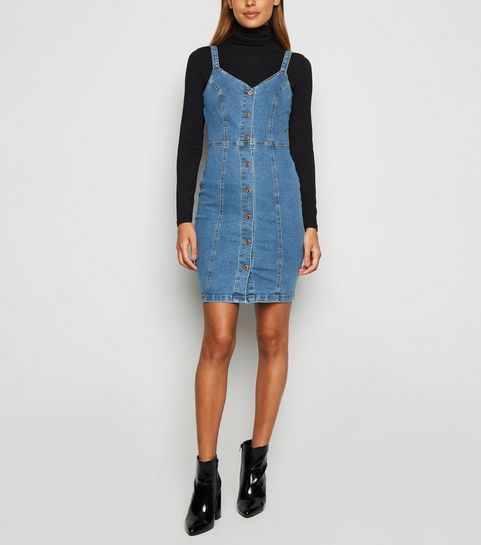 Blue Denim Button Up Bodycon Dress