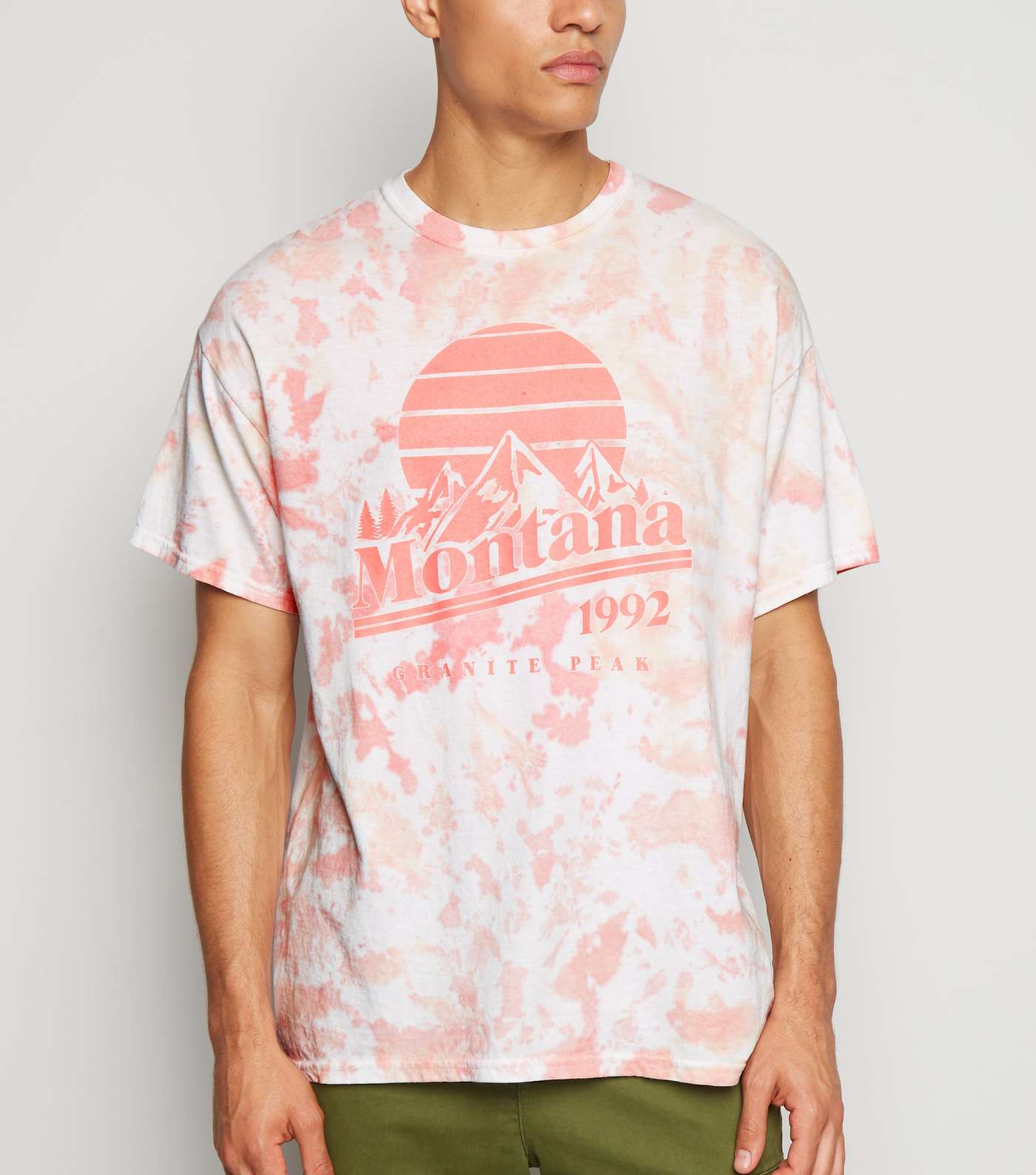 Coral Tie Dye Montana Slogan T-Shirt