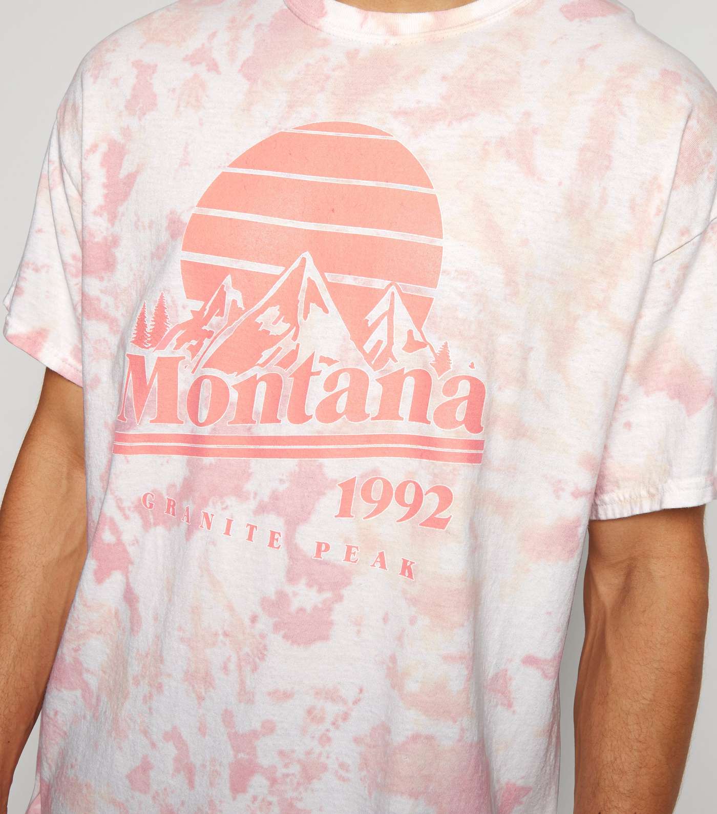 Coral Tie Dye Montana Slogan T-Shirt Image 3