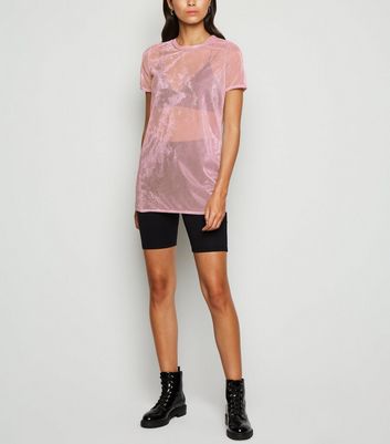 metallic mesh t shirt dress