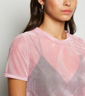 pink sheer mesh top