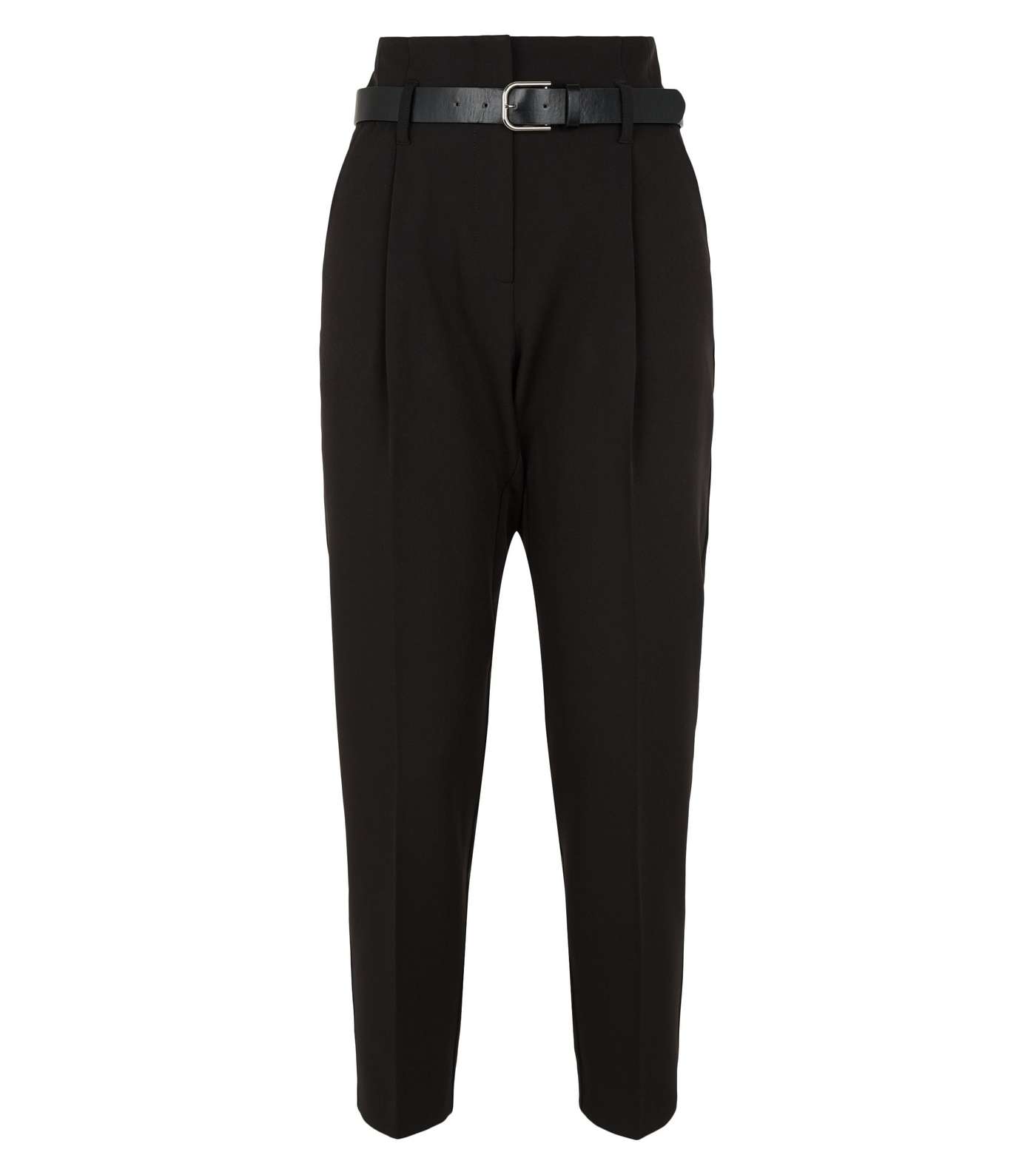 Black Belted High Waist Tapered Trousers Image 4