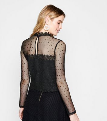 Mesh lace long sleeve top Clearance