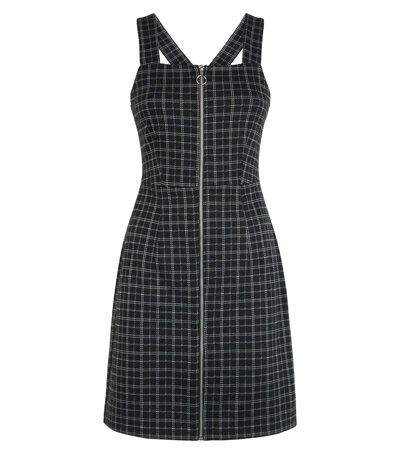 Black Check Zip Pinafore Dress Image 4