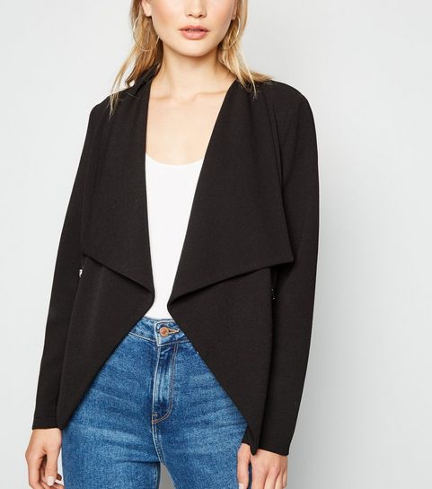 Black Zip Waterfall Jacket 