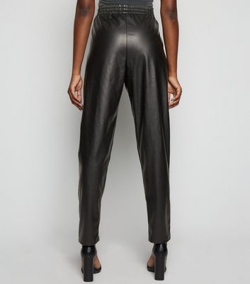 new look leather look joggers