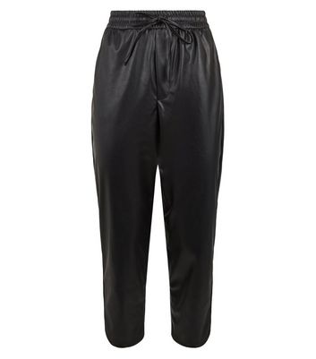 petite leather look joggers