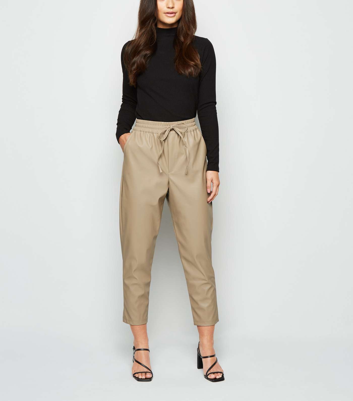 Petite Stone Coated Leather-Look Joggers