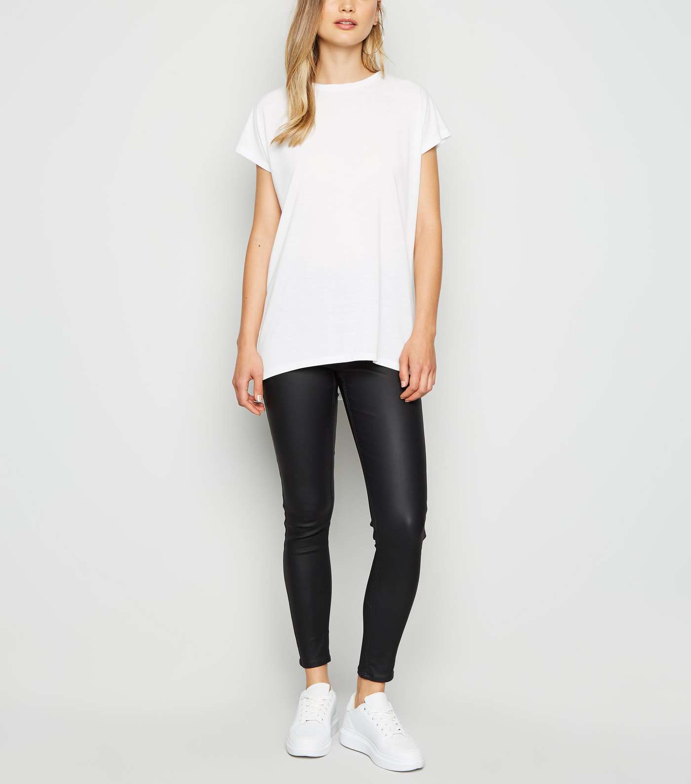 White Longline T-Shirt Image 2