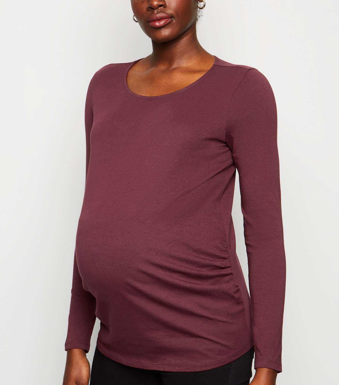 Maternity Burgundy Long Sleeve T-Shirt